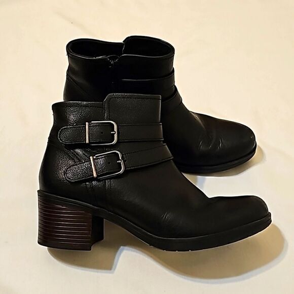 Clarks Hollis Pearl Leather Ankle Boots size 10 - Picture 1 of 10